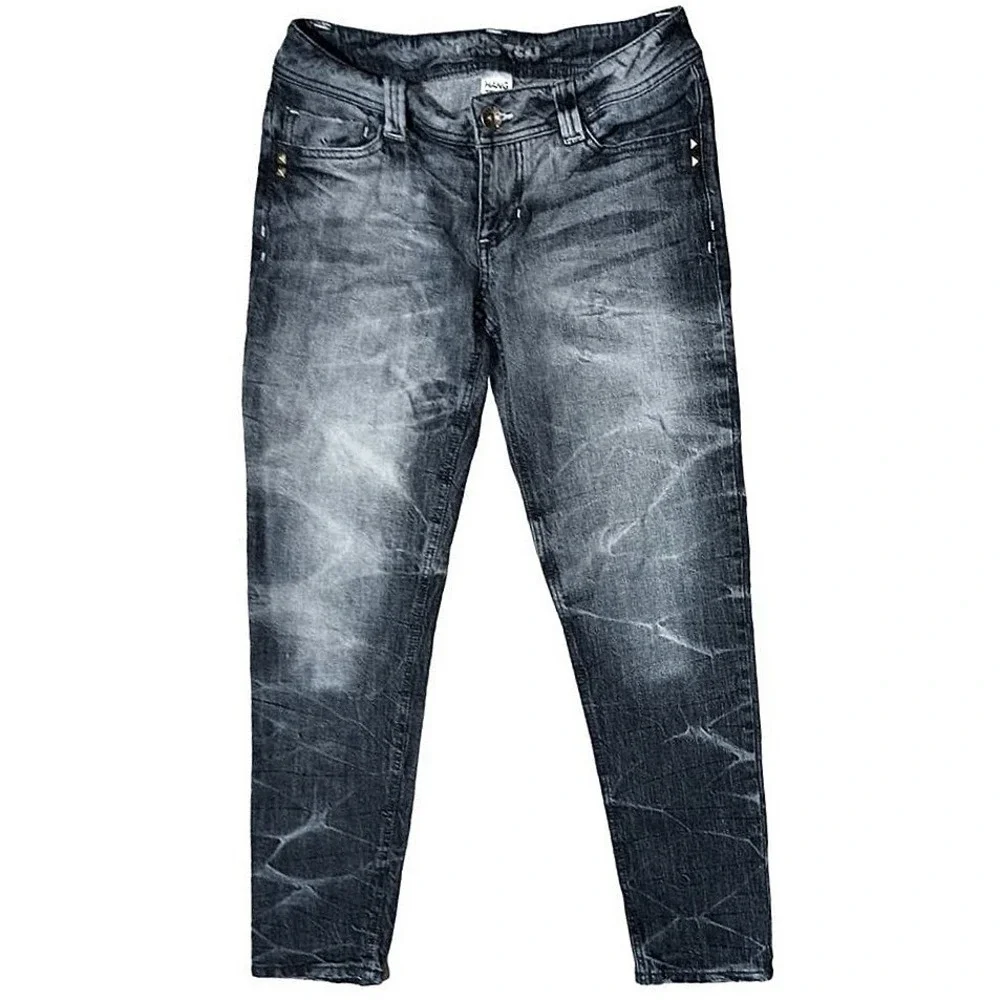 Punk Rock Hang Ten Skinny Jeans Womens‎ Size 5 Blue Acid Wash Studded